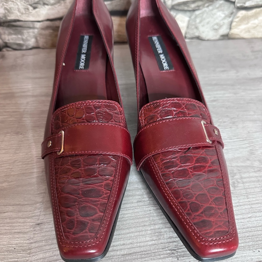 Y2K Jennifer Moore Women's Red Leather Loafers - Picture 2 of 7